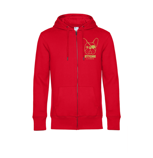 FELPA DEL PIRATA - ROSSA - UOMO STAMPA ORO (Personalizzabile)